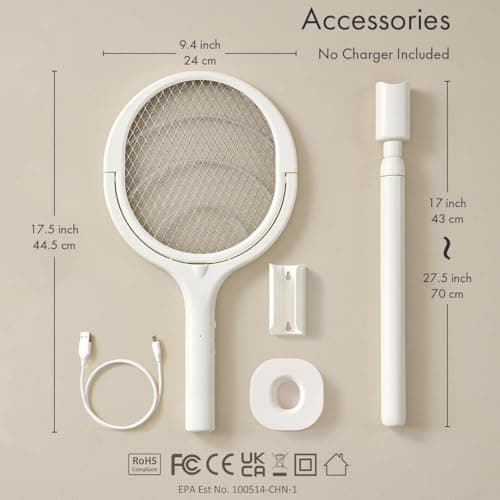 Detalle 2 de GeckoMan raqueta mosquitos eléctrica 43 a 70 cm