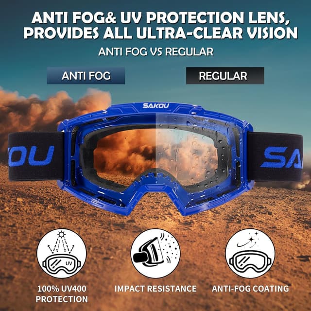 Detalle de SAKOU Kinder Motorradbrille mit UV400-Schutz 85 g