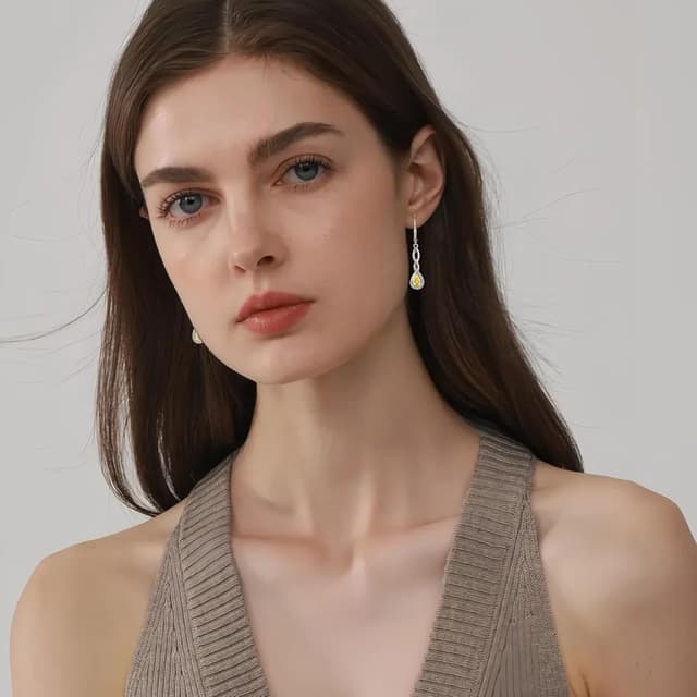 Detalle de FJ Damen Ohrringe mit Geburtsstein und 925 Sterling Silber Unendlichkeit – hängend