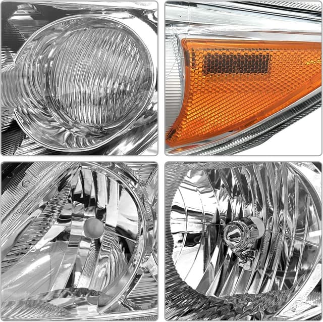 Detalle de ADCARLIGHTS Headlight Assembly Pair for 2009-2010 Toyota Corolla (Clear Lens, Chrome Housing, Amber Reflector) W/O Bulbs