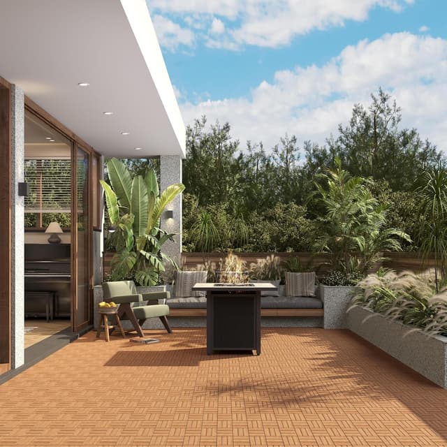 Detalle de Yaheetech Holzfliesen Akazie 30x30 cm im 27er Set (Klick-/Stecksystem, für Terrasse & Balkon)