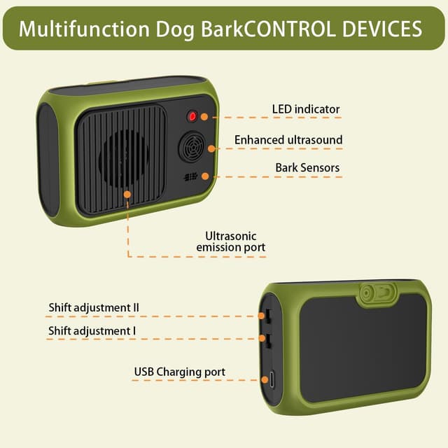 Detalle de Anti Barking Devices for Dogs ultrasonic deterrent (waterproof, rechargeable) – up to 50ft range