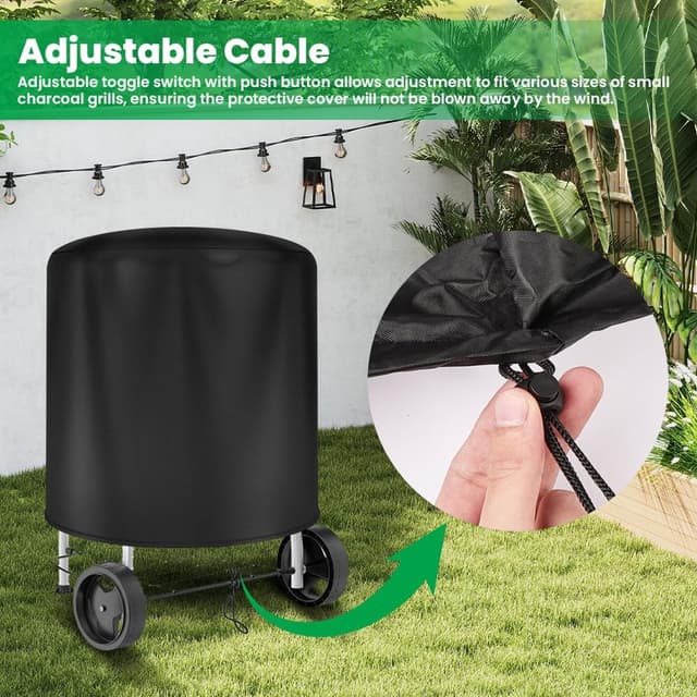 Detalle 2 de OFFCUP Copertura per barbecue rotondo Oxford 210D impermeabile anti-UV e antipolvere Ø71 x 64,5 cm