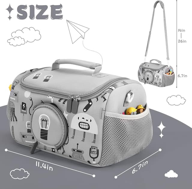 Detalle de Jaffzora Étui de transport pour kit de démarrage Toniebox 1 & 2 : sac gris avec rangement pour accessoires