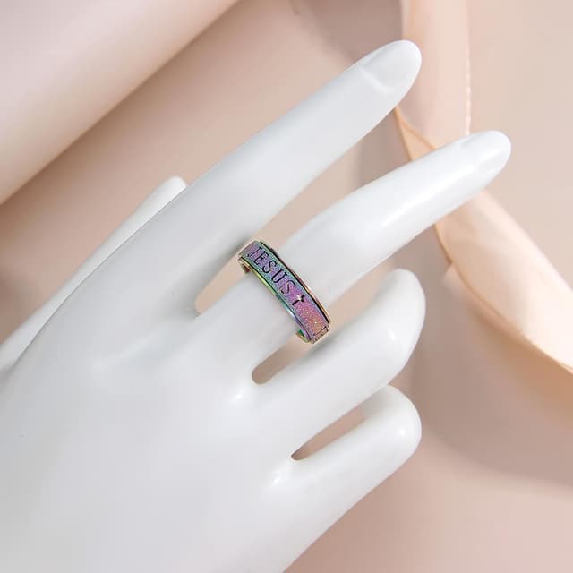 Detalle de OreilleStar Cross Spinner Anxiety Ring for Women (Stainless Steel Fidget Ring), US Sizes 5–10