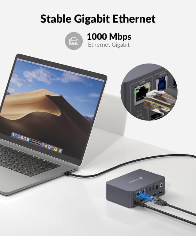 Detalle de AV Access Dual Monitor Docking Station & KVM Switch for 2 Computers (USB-C, 4K@60Hz, 120W)