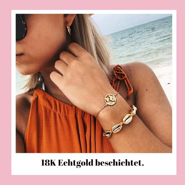 Detalle de GD GOOD.designs bracciale conchiglia regolabile da uomo, doratura 18K