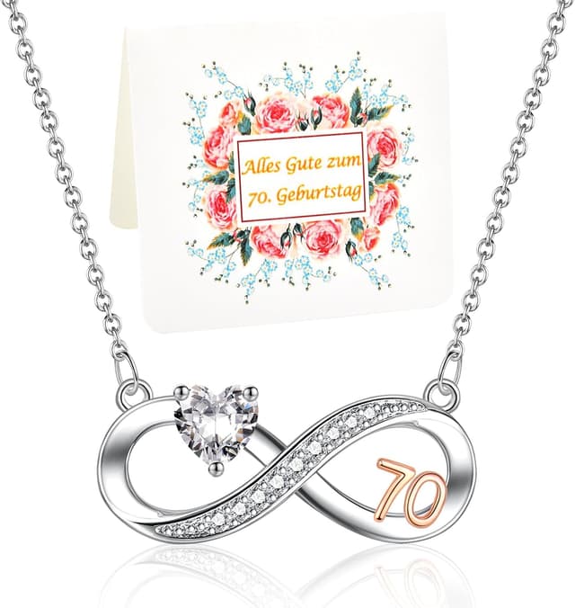 Thumbnail 6 de USEEDOVIA Infinity-Halskette zum 50. Geburtstag für Frauen mit Herz-Zirkonia, roségoldfarben vergoldet