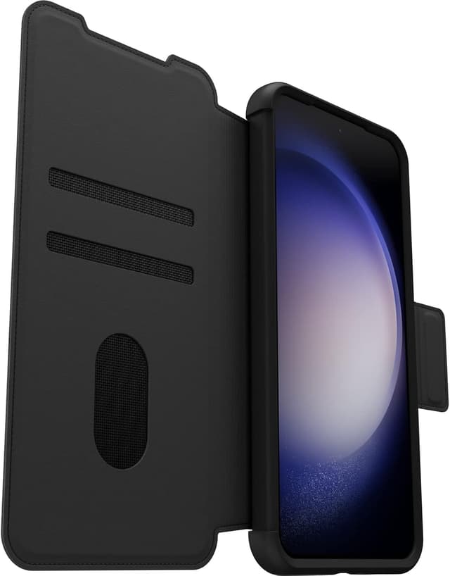Detalle 2 de OtterBox Strada coque à rabat en cuir pour Galaxy S23+ avec porte-cartes et protection antichoc (noir)