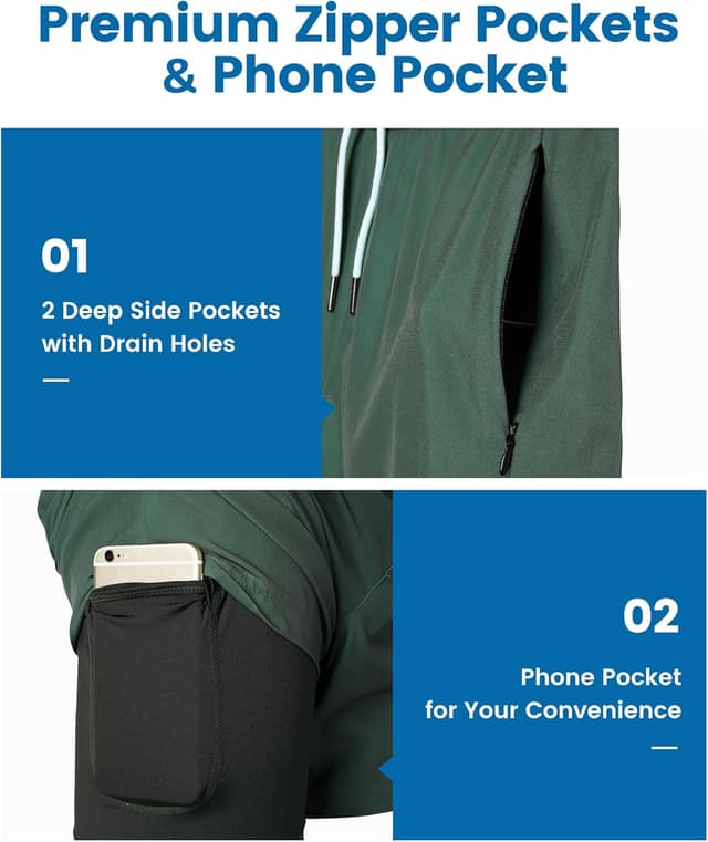 Detalle de MaaMgic Badehose 2 in 1 Kompression, 4-Wege-Stretch