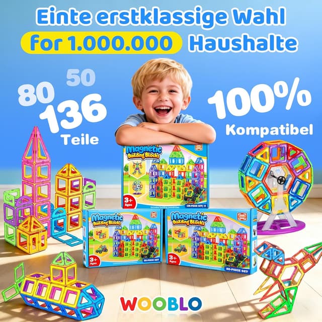 Thumbnail 6 de WOOBLO Magnetspiel 136 Teile ab 3 Jahren