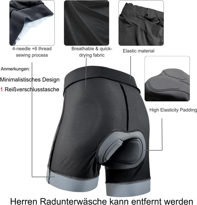 Detalle 1 de Wulibike MTB-Radhose Herren, Rot, 2 in 1