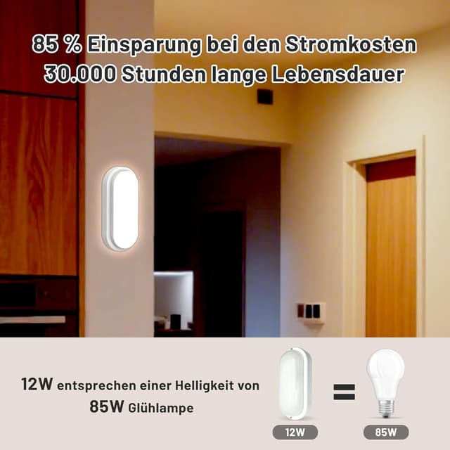 Thumbnail 3 de SUPTIDY 12W LED Kellerlampe IP54