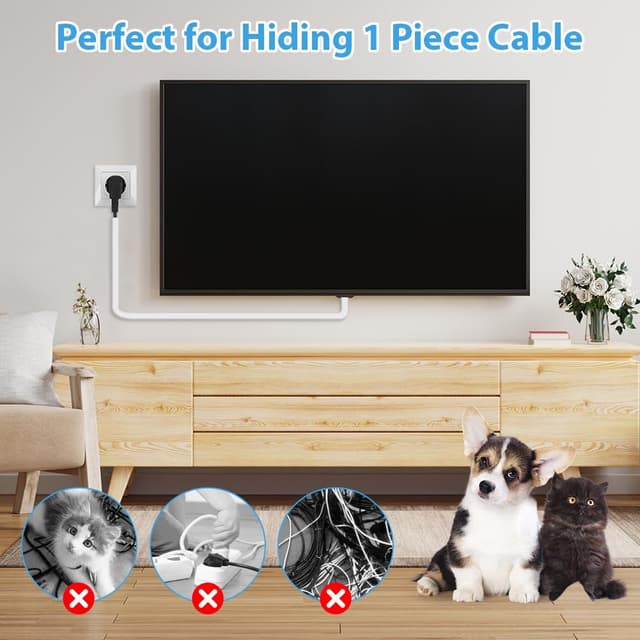 Detalle 2 de Wapasezyar selbstklebender Kabelkanal halb-rund, mini, weiß – 2 m zur Verlegung und zum Schutz von 1 Kabel