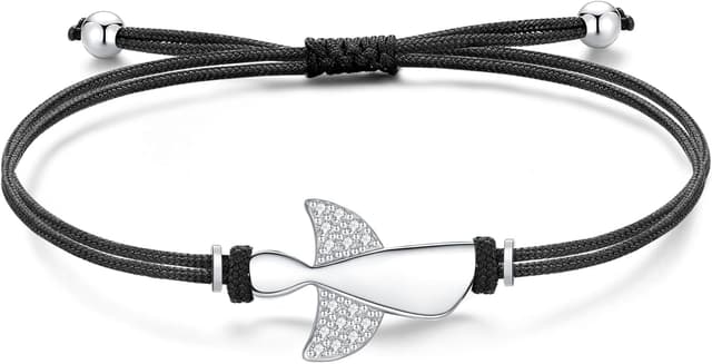 Detalle de Bracelet Ange Gardien Jrêveinfini en argent 925 avec pendentif, cordon noir réglable (pour femme et enfant)