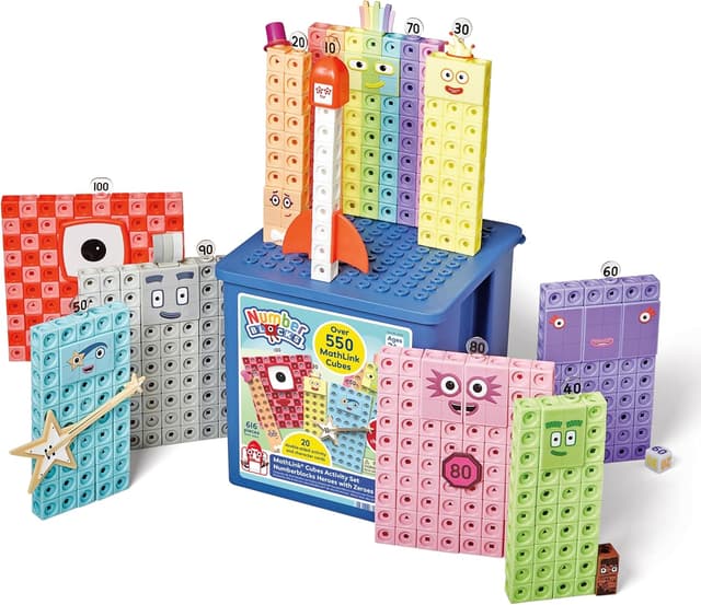 Detalle de hand2mind Numberblocks Heroes with Zeroes MathLink Cubes Activity Set (Numberblocks licensed math cubes)