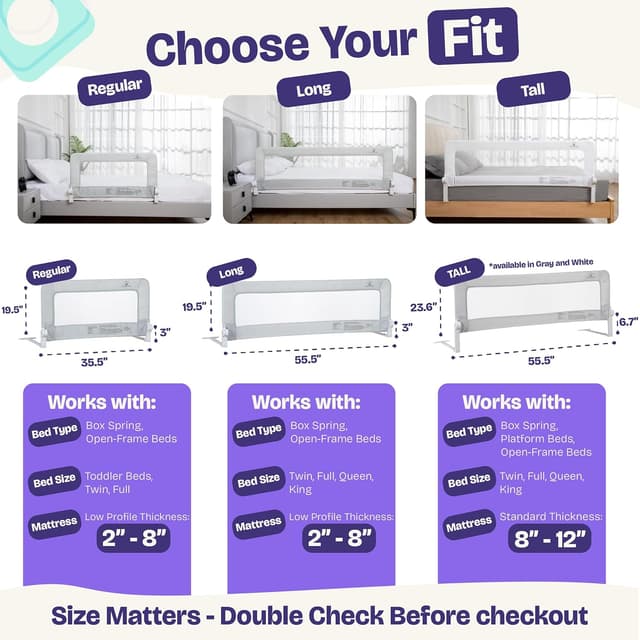 Thumbnail 2 de ComfyBumpy 35.5" Toddler Bed Rail for Twin, Full