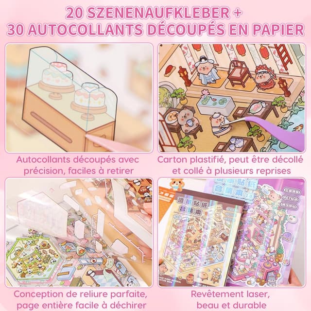 Thumbnail 1 de Libro 20 sets pegatinas 3D escenas, 30 pegatinas