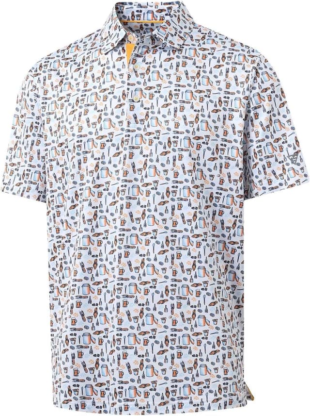 Detalle 2 de M MAELREG Men’s Dry Fit Short Sleeve Golf Polo Shirt with Print (Moisture Wicking, UPF 30+)