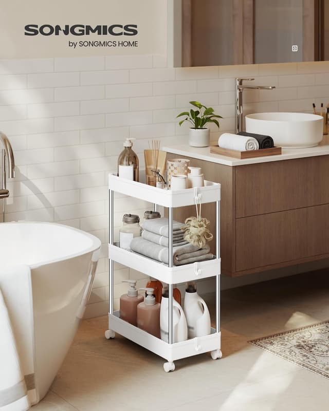 Detalle 2 de SONGMICS KSC009W01 Carrello portaoggetti 3 livelli 60,6 cm