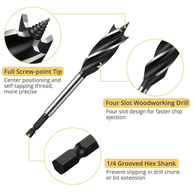Detalle 2 de AMTOVL Wood Drill Bit Set 8pc, 10–32mm 🛠