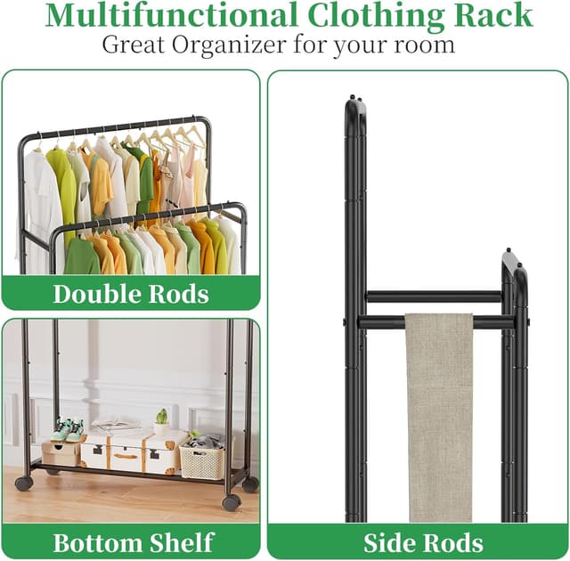 Thumbnail 2 de Simple Trending Clothes Rack with Wheels