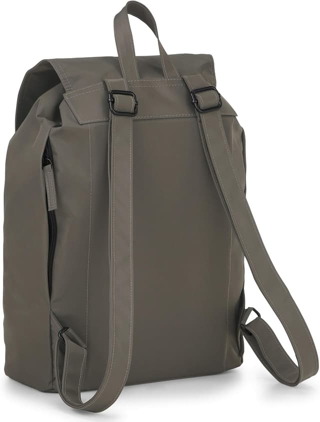 Detalle de Zaino Donna “Clara” Grigio-Marrone in nylon impermeabile, 10 litri, con chiusura magnetica