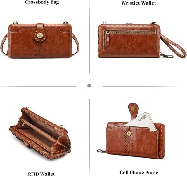 Detalle 2 de S-ZONE Pn21b017 portamonete per telefono da donna con blocco RFID e tracolla