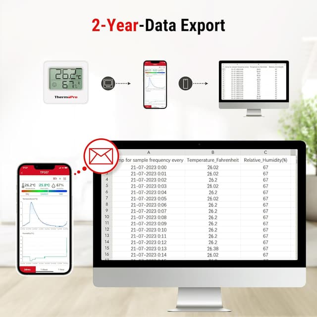 Detalle 2 de ThermoPro TP357 Bluetooth Hygrometer 80m đĄ