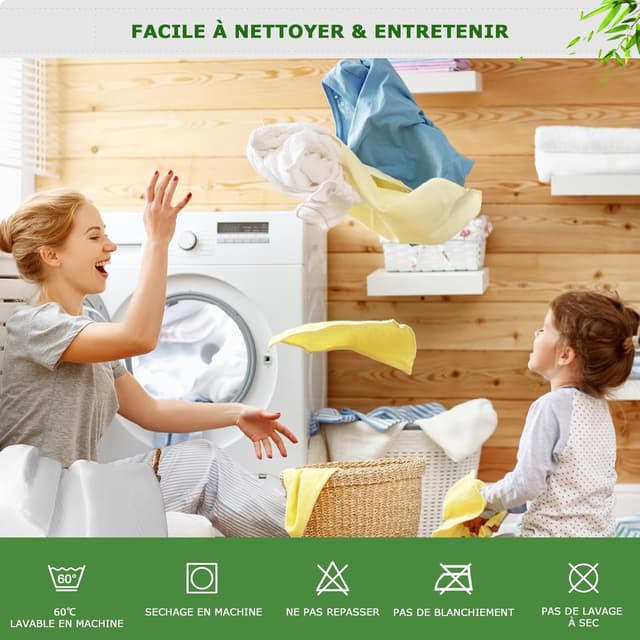 Detalle 2 de GRT protège-matelas bambou 140x200 cm imperméable et respirant, alèse certifiée Oeko-TEX