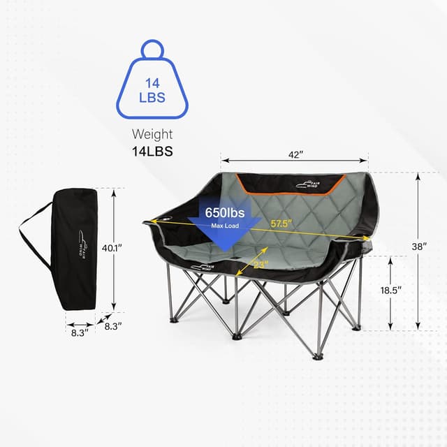 Detalle de Oversized camping chair supports 650 lbs
