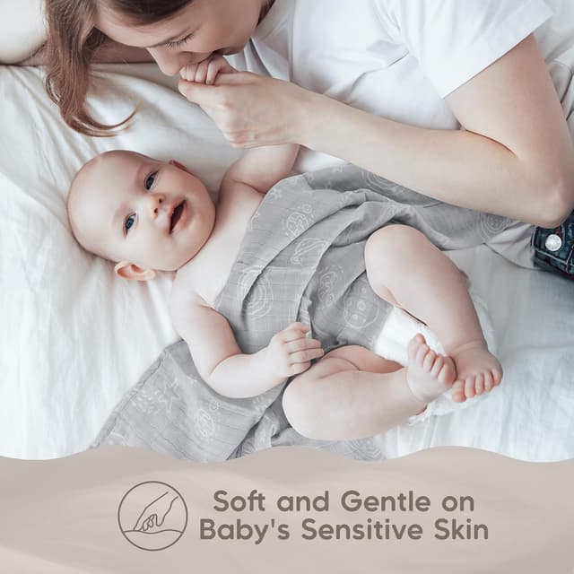 Detalle de Maliton 6er Set Baby Spucktücher aus Musselin (70 x 70 cm) – saugfähige Mullwindeln für Neugeborene