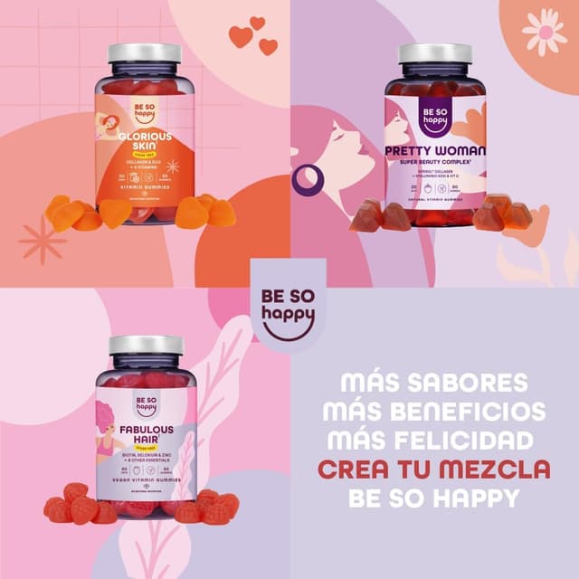 Thumbnail 9 de BeSoHappy Gominolas con Biotina 6000 mcg y Otros 10 Componentes 🍓