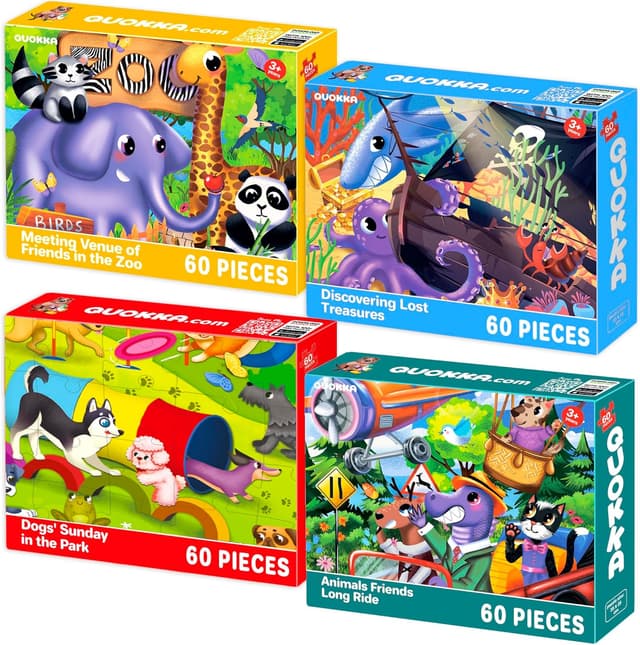 Imagen de QUOKKA Puzzle bambini 4x60 pezzi educativi per 4–8 anni 🧩 en OfertitasTOP