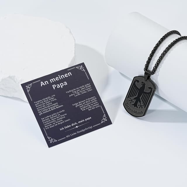 Detalle de Halora Deutschland Kette Adler für Herren (Edelstahl) – 60 cm