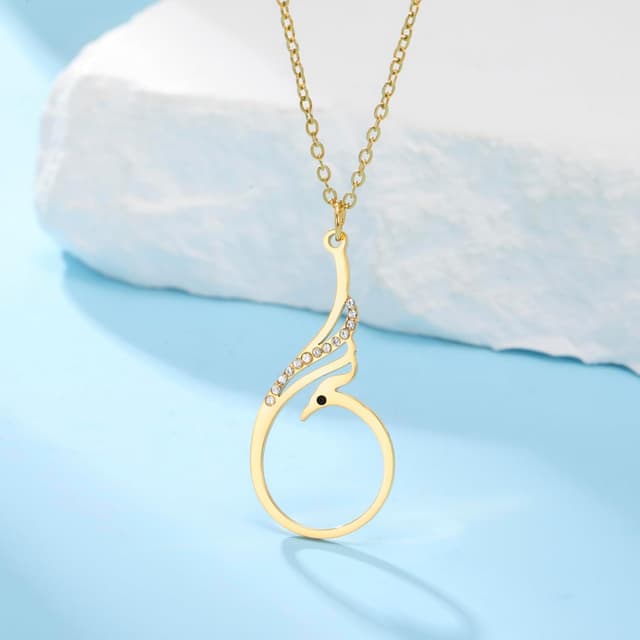 Detalle 2 de VASSAGO Phönix-Halskette für Damen aus Edelstahl – Anhänger „Feuervogel“ als Symbol für Glück und Erneuerung