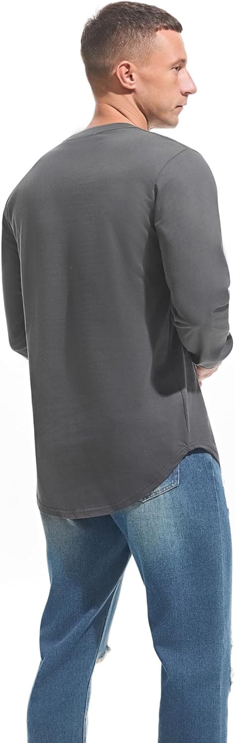 Detalle de VEIISAR Herren Rundhals-Longline-T-Shirt aus 100 % Baumwolle (Heavy Duty), dick & preshrunk