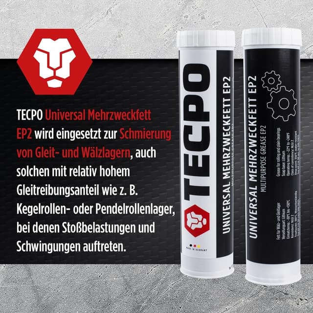 Detalle de TECPO Universal Mehrzweckfett EP2 (KP 2 K-30) 400 g Kartusche – wasserbeständig, lithiumbasiert