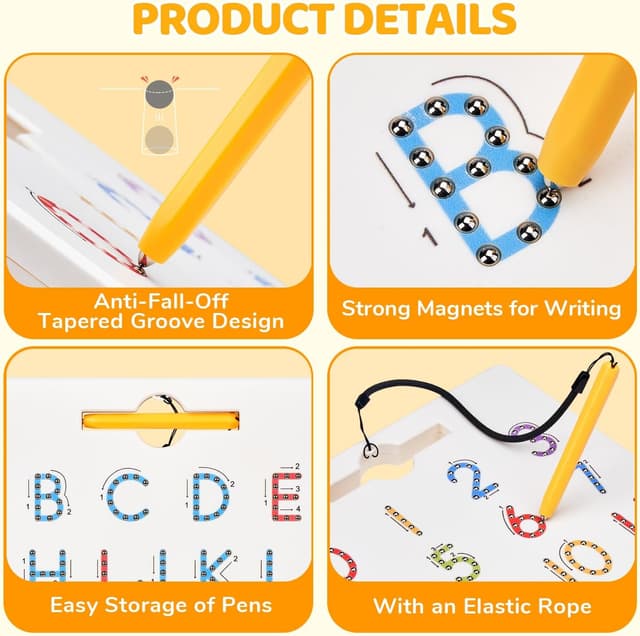 Detalle de GAMENOTE Double Sided Magnetic Letter & Number Board Set for Tracing Practice
