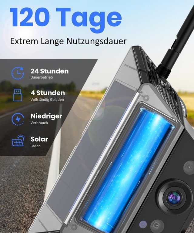 Detalle 2 de AUTO-VOX kabellose Rückfahrkamera mit Solar & Magnet, 5" 1080P Monitor (bis 115 m)