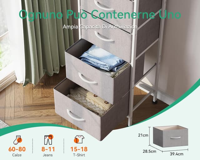 Thumbnail 2 de Coleshome Cassettiera 40x30x120 cm grigio chiaro