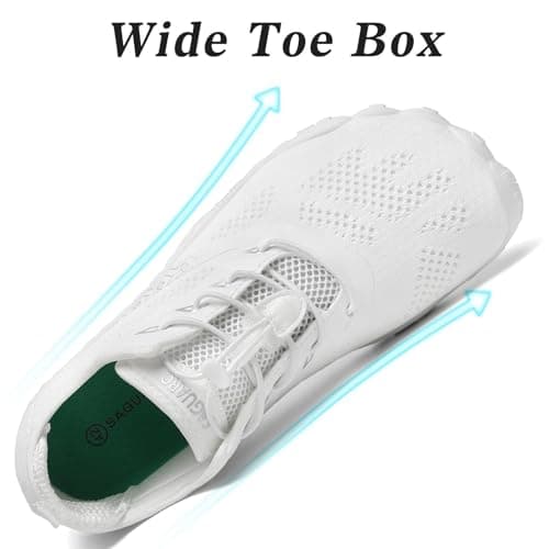 Detalle 2 de SAGUARO Barefoot minimalistas para trail running (blanco, talla 47 EU)