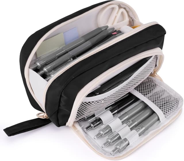 Detalle de COLOCASTLE Federmäppchen mit 3 Fächern, große Kapazität (25 x 8 x 6 cm) – Etui für Schule & Büro