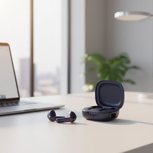 Detalle de Auriculares Red Bull Kers inalámbricos Bluetooth con cancelación de ruido y micrófono azul
