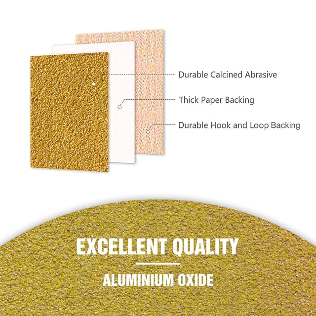 Detalle de KONGMING 50 Stück Schleifpapier 150 mm Klett Körnung 40 – 15-Loch für Exzenterschleifer