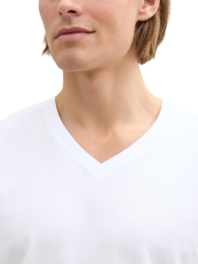 Detalle de Tom Tailor 1045834 T-Shirt uomo basic con logo ricamato in cotone