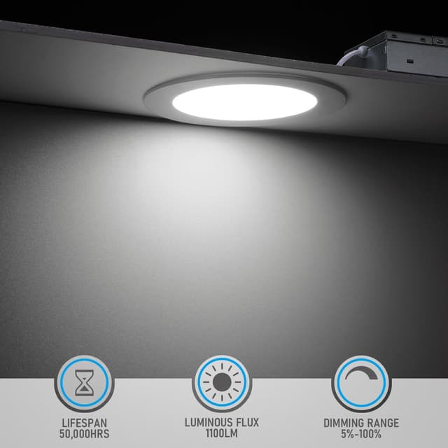 Detalle de TORCHSTAR Basic Series 12-Pack 6-Inch Ultra-Thin LED Recessed Lights (CRI90, 5000K, IC-Rated)