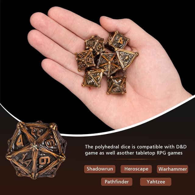 Thumbnail 3 de HKDZ Dnd Dice Set 7Pcs Antique Gold