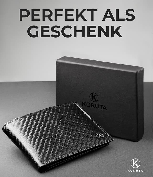 Thumbnail 5 de KORUTA Geldbörse Herren Leder Carbon RFID Portemonnaie
