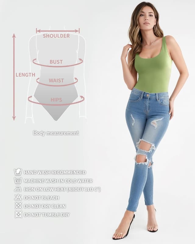 Detalle 2 de ALGALAROUND women’s scoop neck sleeveless bodysuit with snap closure (spaghetti straps)